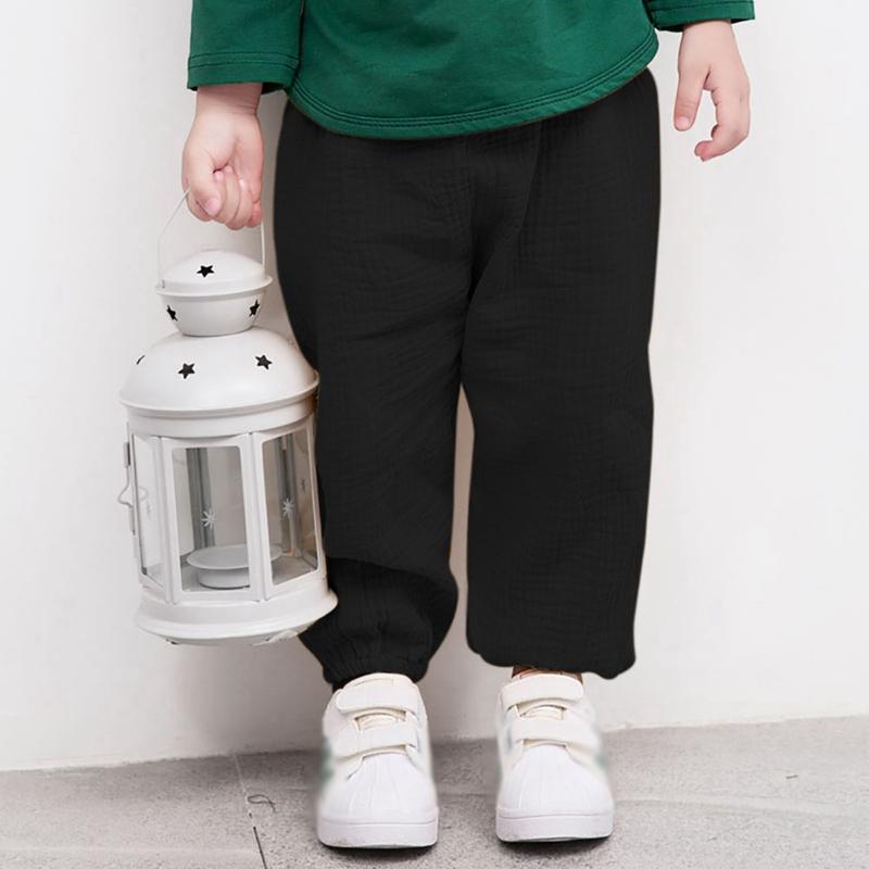 Детские брюки для девочек и мальчиков, однотонные хлопковые длинные шаровары, повседневные детские брюки