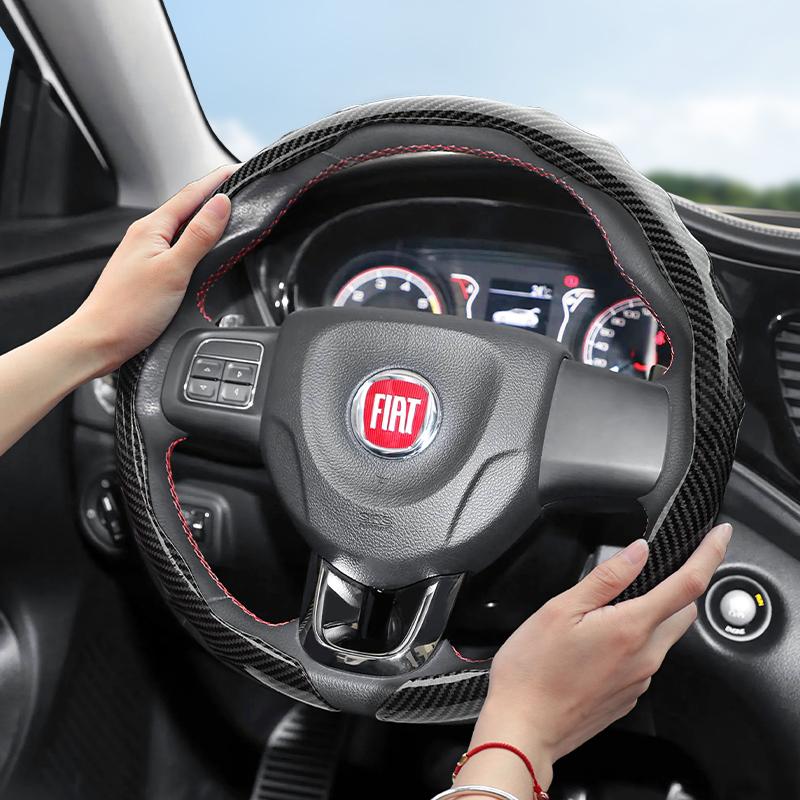 Подходит для Fiat Чехол на руль с текстурой под карбон, защелкивающийся, волнистый, спортивный дизайн, защитный чехол Topolino 600 Hybrid Grande Panda