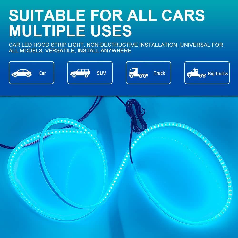 Car Hood Led Light Strip Waterproof Auto Decorative Headlight Atmosphere Lamp Exterior Ambient Decoration Lighting Car Universal