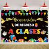 Welcome Back To School Backdrop Blackboard Chalk Figure Scene Children Graduation Party Decoration Background Photography Props