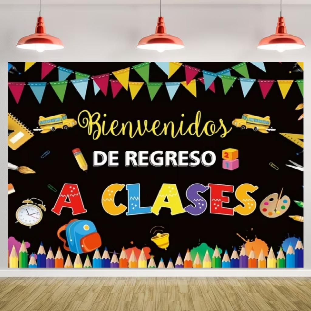 Welcome Back To School Backdrop Blackboard Chalk Figure Scene Children Graduation Party Decoration Background Photography Props