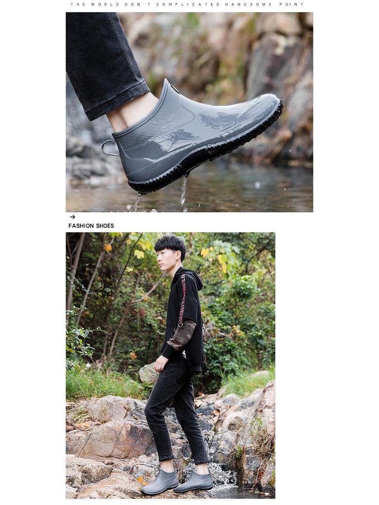 Short Tube Unisex Rain Boots: Lightweight, Waterproof, Low-top Rubber Shoes for Outdoor Use