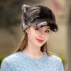 Mink Fur Cat Ear Hat Women's Winter Mink Fur Baseball Cap Fashion Personality Fur Cap Casual Warm Snow Tail Cap