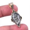 Natural Black Rutile 925 Solid Sterling Silver TwoTone Gift Pendant 1.50" d0P82