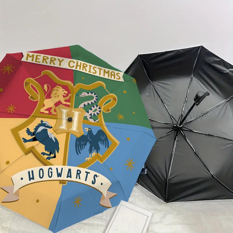 1PC Warner Hogwarts Merry Christmas Automatic Open/Close Umbrella with Windproof, 45-Rib Sturdy Canopy, Durable Ribs1262A
