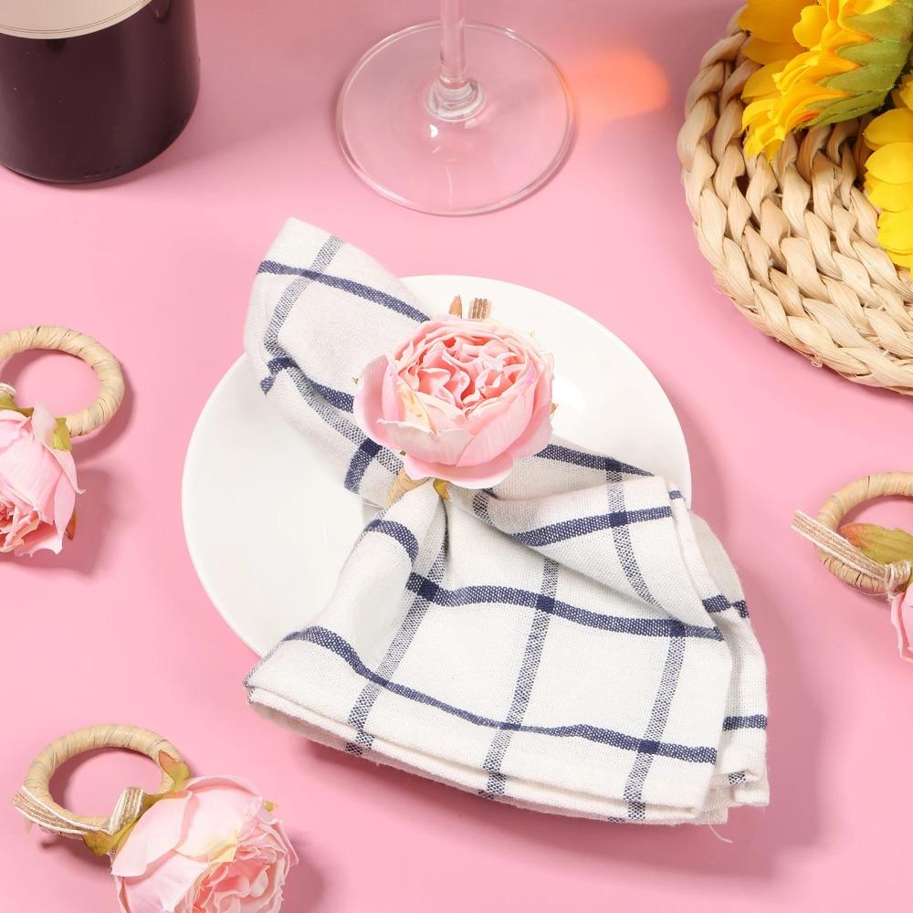 Romance Flower Napkin Holder Plastic Artificial Plant Napkin Holder For Wedding Mother's Day Party