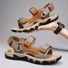 Летние мужские сандалии из натуральной кожи, уличные римские сандалии, пляжные нескользящие повседневные легкие спортивные сандалии с открытым носком для мальчиков