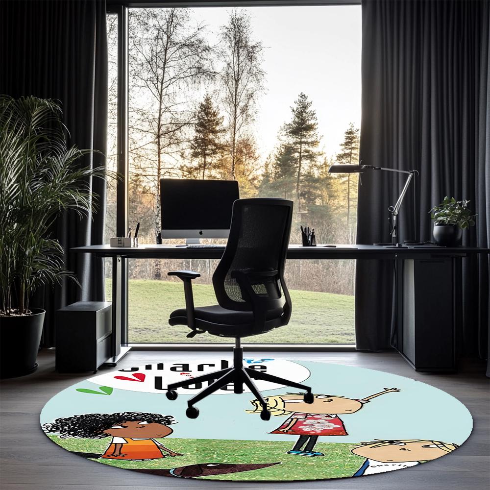 Charlie and Lola Printed Round Rug Carpet Chair Rug Area Rug Entryway Doormats,for Office Chair Living Room Bedroom Kitchen Room.