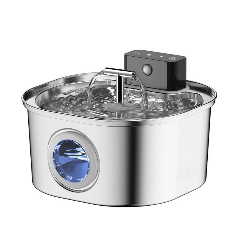 Cordless Rechargeable Pet Drinking Fountain 4L Stainless Steel Automatic Water Bowl Dispenser for Cat Dog Home