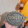 Vintage Style Cast Metal Toilet Door Sign - Hand-Painted Industrial Bathroom Decor