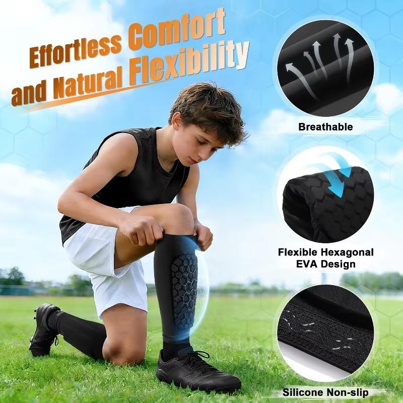 Shin Guards Football Basketball with Honeycomb Padding Breathable Nylon Anti Impact 1pc Sport Leg Protectors for Kids Adults 1