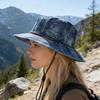 Unisex Fisherman Hat Extra Large Brim Adjustable Fit Hiking Bucket Hat Windproof Buckle Washed Denim Outdoor Travel UV Blocking