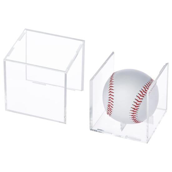 3 шт. Витрины для бейсбольных мячей Высокая прочность Пыленепроницаемые Прозрачные Защищенные от УФ-лучей Витрины-подставки для бейсбольных мячей