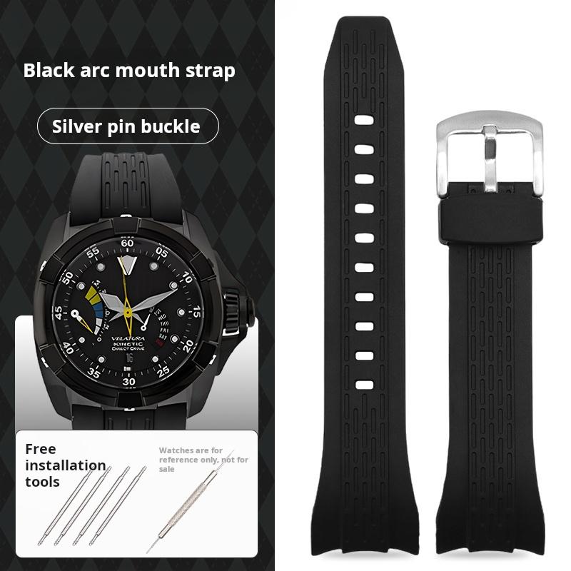 26 мм Синий изогнутый силиконовый ремешок для часов Seiko VELATURA/SRH 006 013 SPC007J1 SNAE17 мужские Спортивные резиновые аксессуары для ремешков часов
