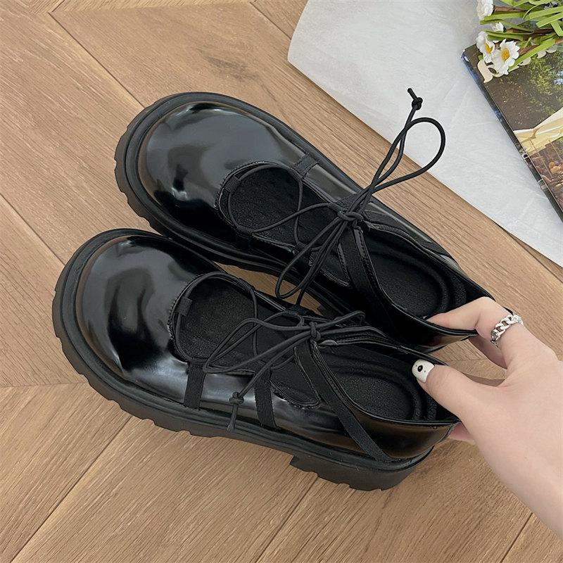 Мода 2024 Новая мода Шнуровка Полые Туфли Лолиты Женские Туфли на платформе Женские Панк Искусственная кожа Jk Форменные туфли Мэри Джейн