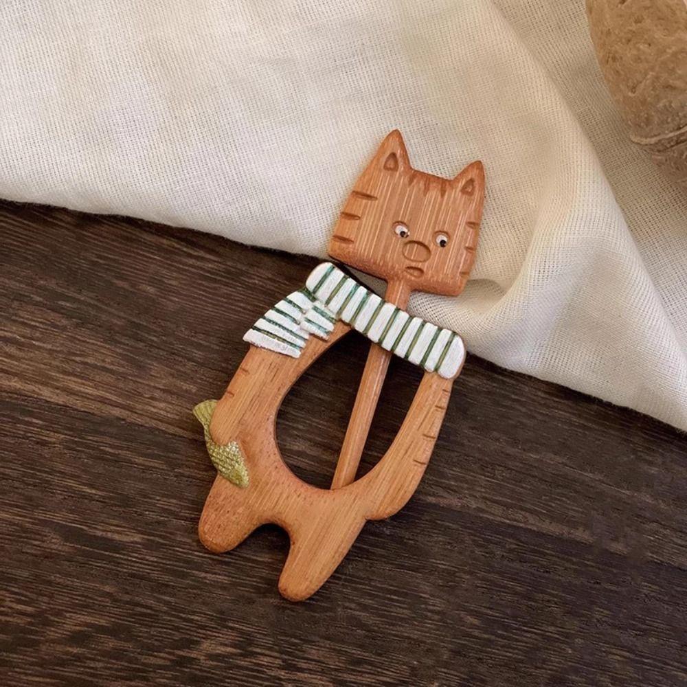 Милая брошь-значок в виде животного, свитер, щенок, котенок, пряжка для шарфа, ретро, деревянная, для вечеринки