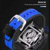 Luxury Square Transparent Skeleton Mens Watches Field Sports Rubber Band Mechanical Watch Luminous Waterproof Reloj Hombre 2024
