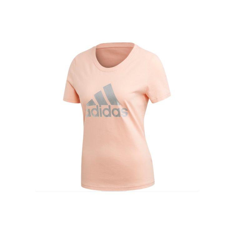Adidas T Shirts Women's Pink Crew Neck Moderate Straight Fit FM9448