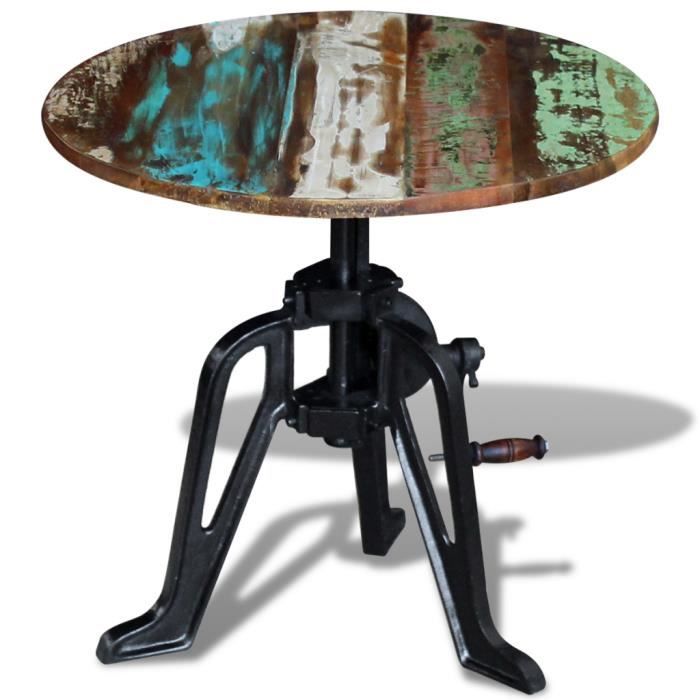 VidaXL Table auxiliaire Bois de récupération massif Fonte 60x(42-63)cm