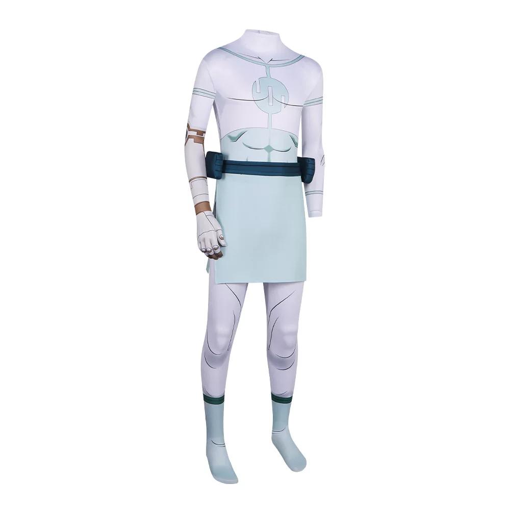 Invincible Conqueror Cosplay Costume, White Tight Jumpsuit Superhero Full Role Play Set