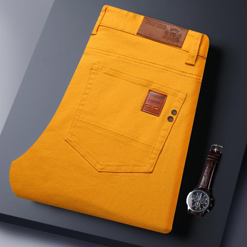 Летние стрейчевые джинсовые брюки для мужчин прямого кроя, узкого силуэта, универсальные повседневные брюки, новинка, длинные джинсовые брюки
