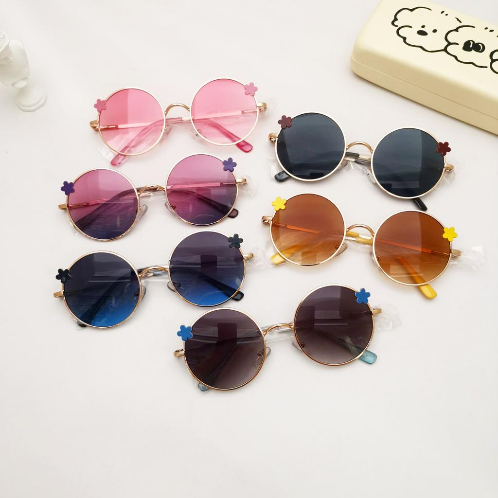 Детские солнцезащитные очки с защитой от ультрафиолета в ретро-металлической круглой оправе, персонализированные солнцезащитные очки, милые круглые очки с изображением маленького тигра