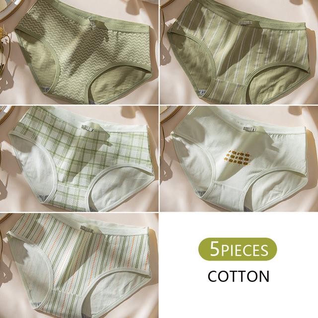 5 шт./компл. женские трусики из чистого хлопка, дышащее нижнее белье, трусы для девочек с милым принтом