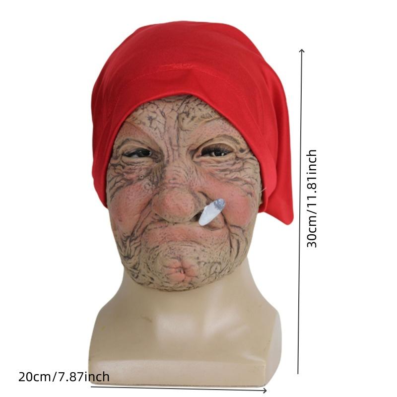 Маска для лица бабушки-курильщицы, реалистичная маска для лица на Хэллоуин, ужасная латексная маска, страшная полная голова, жуткое морщинистое лицо, реквизит для косплея