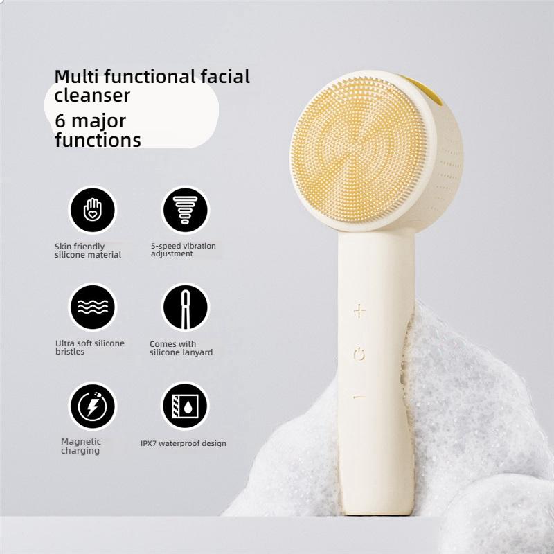 Household electric silicone facial cleansing brush for face, hot compress to clean pores, universal facial cleansing instrument