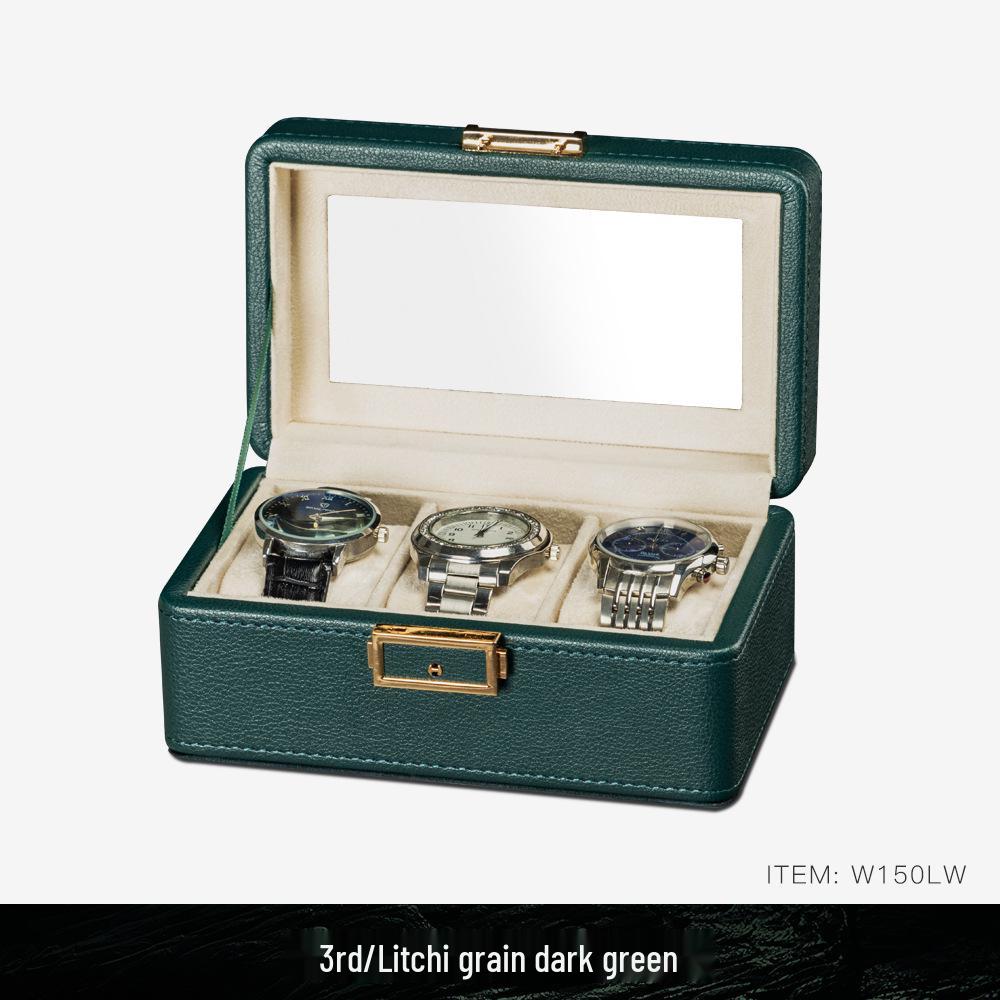 Коробка для хранения часов и очков из ПУ кожи с зернистой текстурой личи с несколькими отделениями