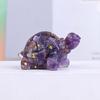 Mini Crystal Turtle Statue Reiki Stone Tortoise Figurine Amulet Turtle Fengshui Sculpture for Home Office Desk Shelf Decoration