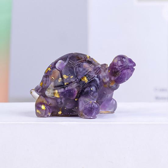 Mini Crystal Turtle Statue Reiki Stone Tortoise Figurine Amulet Turtle Fengshui Sculpture for Home Office Desk Shelf Decoration