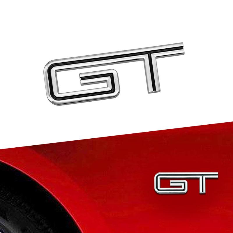 MJTU2 GT Logo 3D Chrome Metal Car Rear Trunk Logo Decal Badge Sticker For  Ford Mustang Shelby GT GT500 GT350 Car Styling Accessories