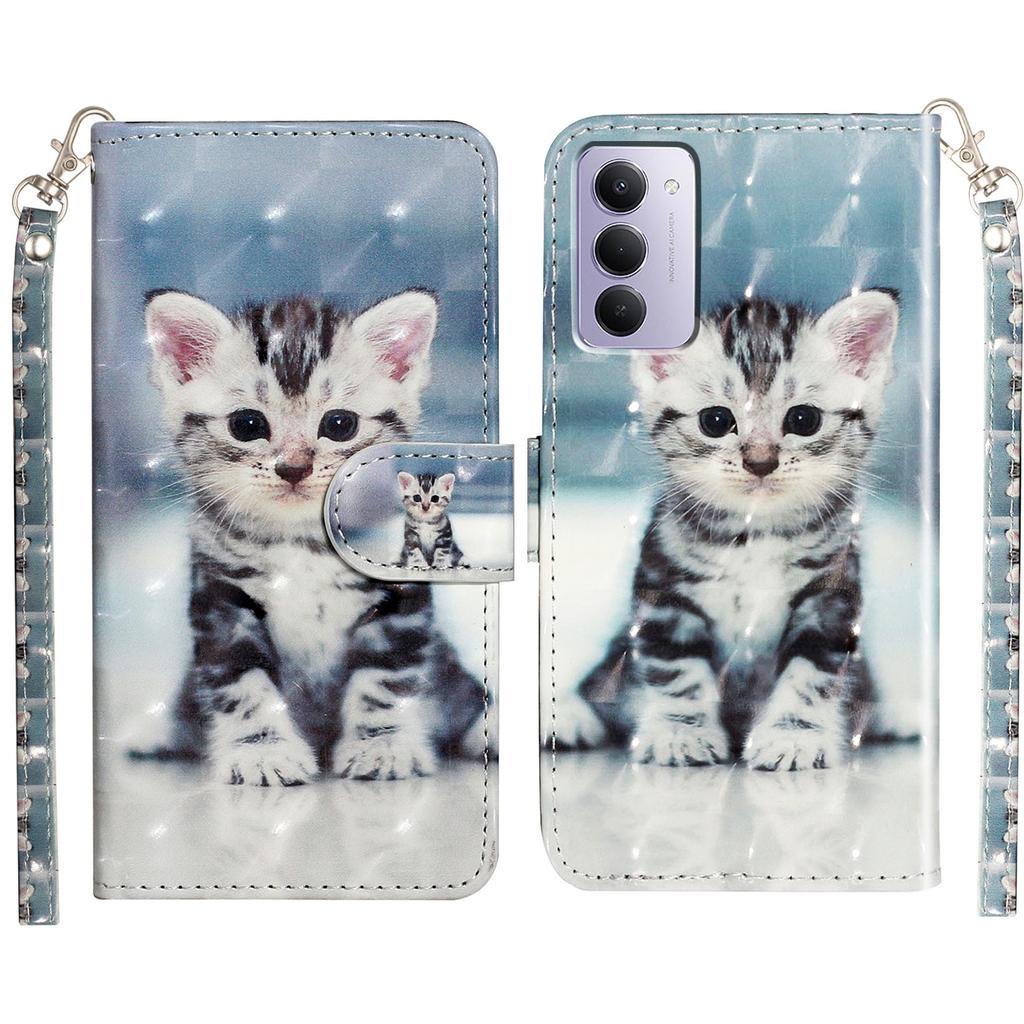 Для Xiaomi Redmi 15 5G (США) (171 мм)/Xiaomi Redmi 15 4G (США) (171 мм) Чехол-кошелек из кожи с 3D-печатью и ремешком