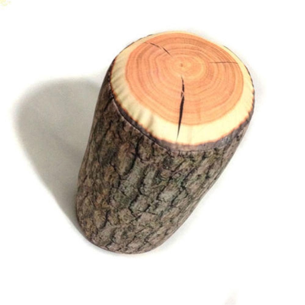 Material Tree Log Pillow Soft Texture PP Cotton Filled Stump Cushion Realistic Wood Grain Round Floor Cushion For Women