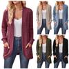 Women Ladies Solid Color Long Sleeve Length Cardigan Sweater Coat Top