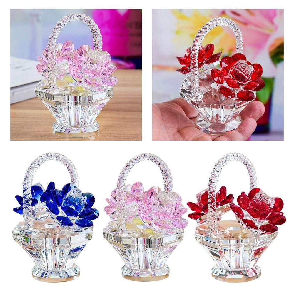 Кристалл Арт Цветочная корзина Кристальное украшение Маленькие украшения для автомобиля Полка для телевизора