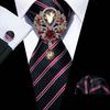 Мужской красный черный галстук с брошью, 6 официальных шелковых галстуков, носовой платок, запонки, жаккардовые галстуки, набор