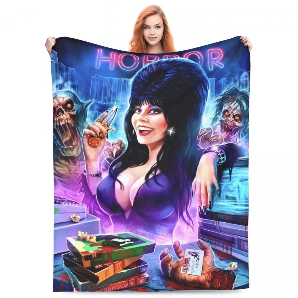 Фланелевые одеяла Elvira's Mistress Of The Dark, фильм ужасов и комедии, мягкое плед-одеяло для путешествий, офиса, покрывало для кровати, чехол для дивана-кровати