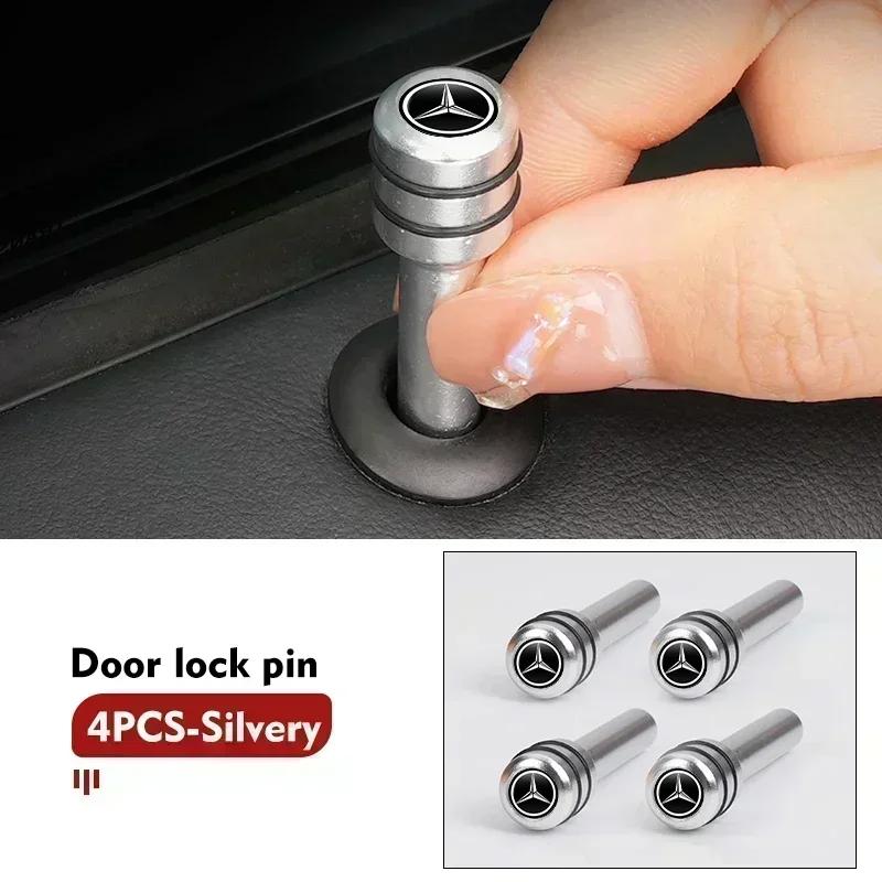 PIG4 4pcs Car Universal Auto Door Lock Knob Pull Pins Hat Pad For Benz CLK GLC W212 C200 C300 W203 W204 W205 W169 W176 GLC