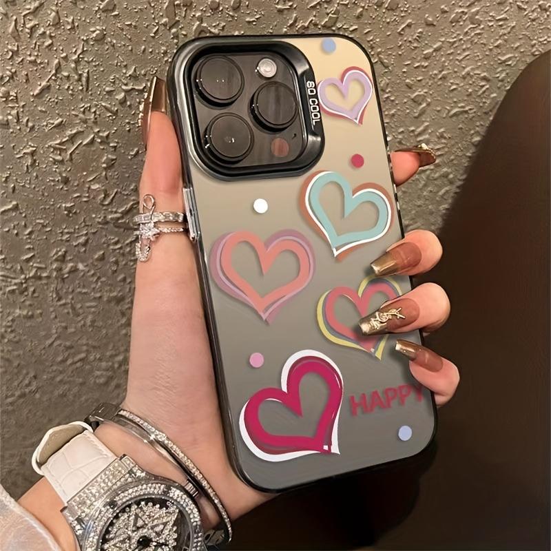 Colorful Graffiti Love Phone Case Suitable for iPhone 17, 16, 15, 14, 13, 12, 11Pro/Max/Plus Anti Drop and Anti Shock Back Cover