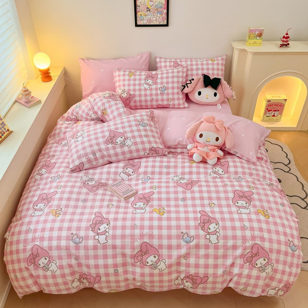 Розовый Стиль Sanrio Пододеяльник Мультяшный Комплект Постельного Белья Милый Чехол на Одеяло Queen King Full Twin Для Подростков Детской Спальни Лучшие Подарки