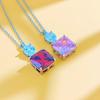 Accessories Fashion Princess Pendant Clavicle Chain 12*12 Colored Jewel Red Diamond Pink Diamond Sugar Cube Necklace