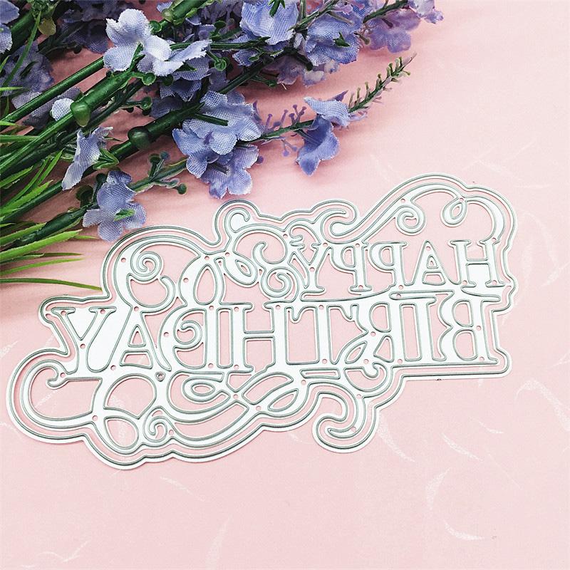 Металлический трафарет с надписью «С Днем Рождения», тиснение, вырубные штампы для «сделай сам», бумажные штампы для скрапбукинга, тиснение карт, ремесленный декор