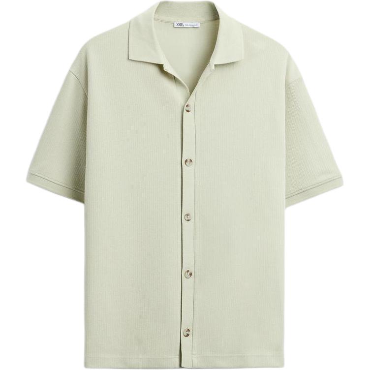ZARA Shirts Men's Light Green Lapel Moderate Other 9240400-526