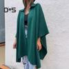 Осень-весна Женское пальто Неровный подол Свободный ажурный шов Однотонный рукав Летучая мышь Пончо Отложной воротник Кардиган Накидка для свиданий Куртка для поездок на работу