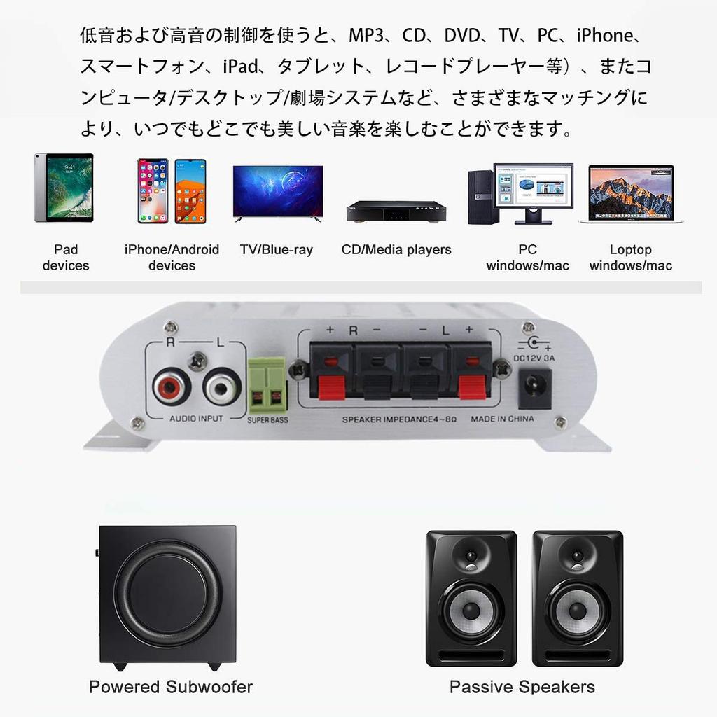 Channel Small Stereo Amplifier Black Home Car Amplifier 2.1