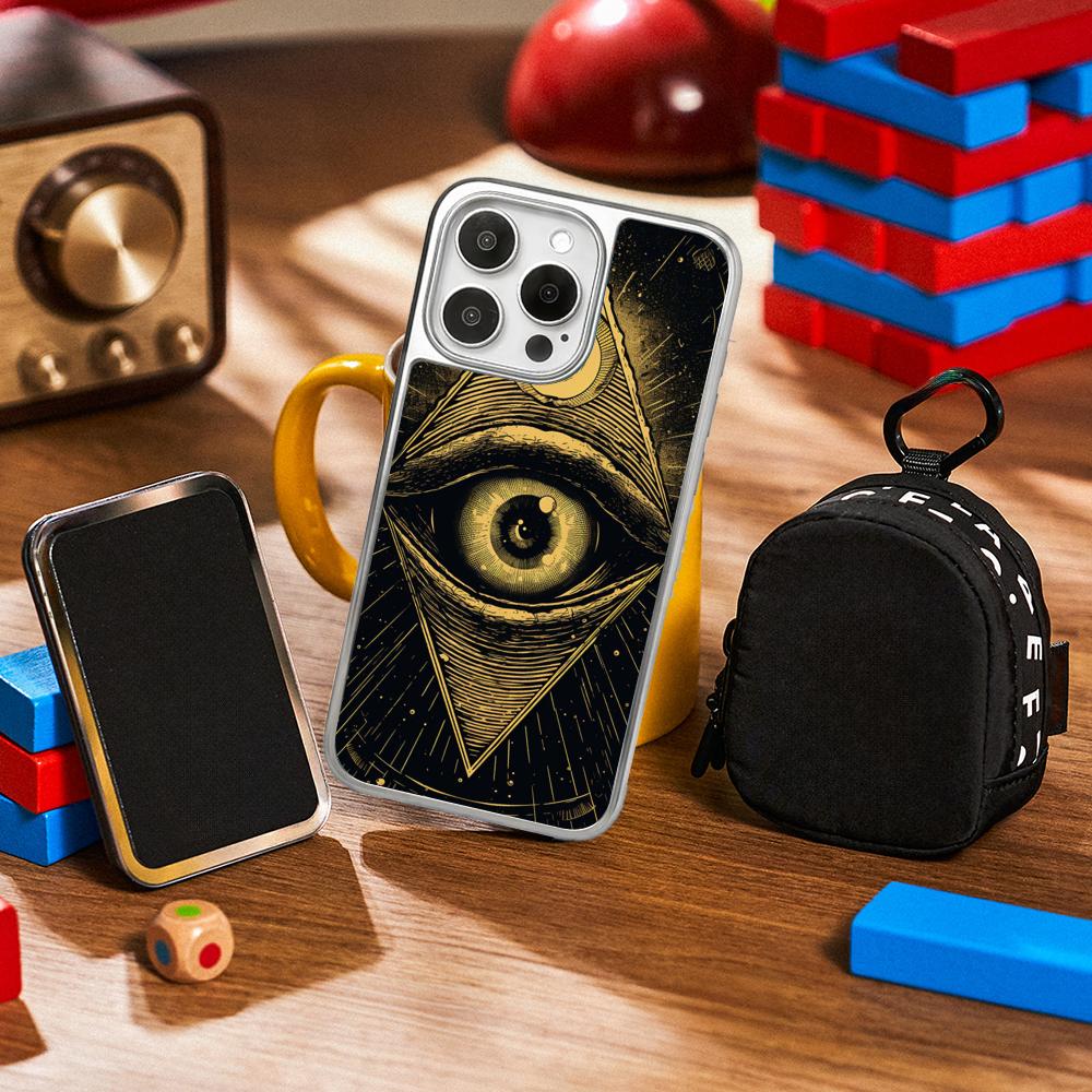 Eye of Horus cool pattern art design Phone Case for iPhone 16 15 14 13 12 11 Pro Max Sheepskin Silver-edged protective case
