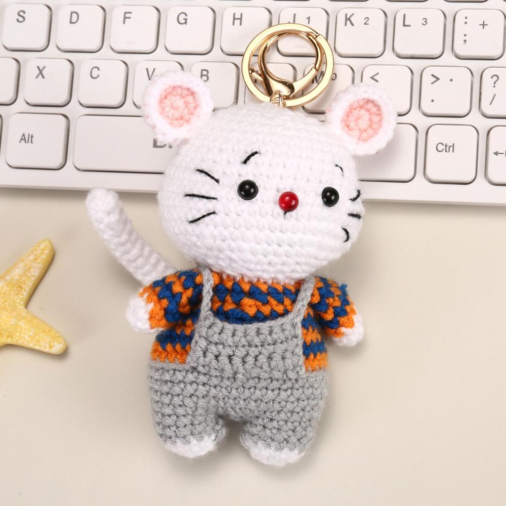 Backpack Charm Knitted Animal Keychain Handwoven Crochet Doll Key Ring Animal Pendant Friend Gifts