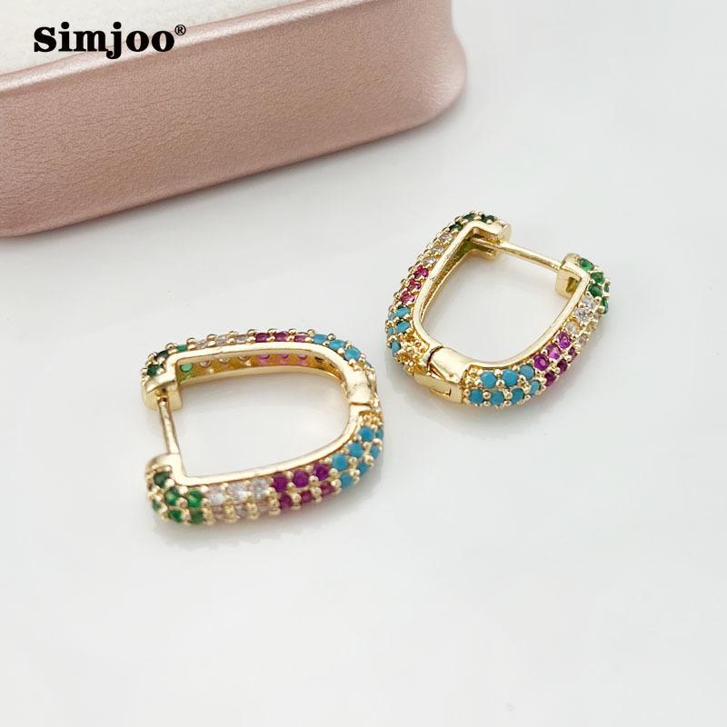 SIMJOO Простые креативные модные медные серьги с микроинкрустацией цирконом для женщин